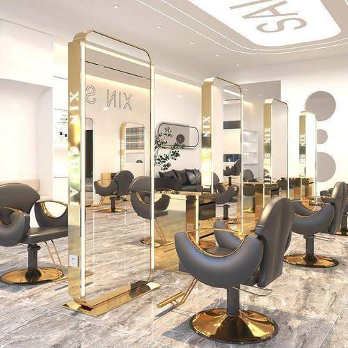 网红发店镜子发廊高专用端理美发店镜全身台带灯双面NNV落地镜