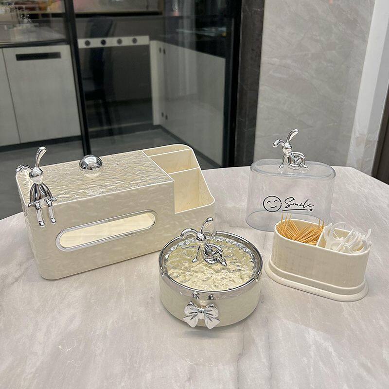 客厅茶几三件套高颜值轻奢卫生间精致牙签筒烟灰缸桌面摆件纸巾盒