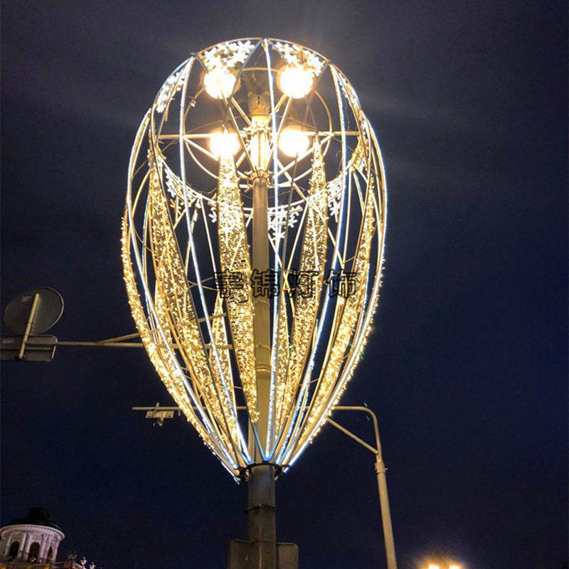制作亮化LED立体路灯杆雪花图案灯 LED挂件造型灯LED圣诞装饰灯