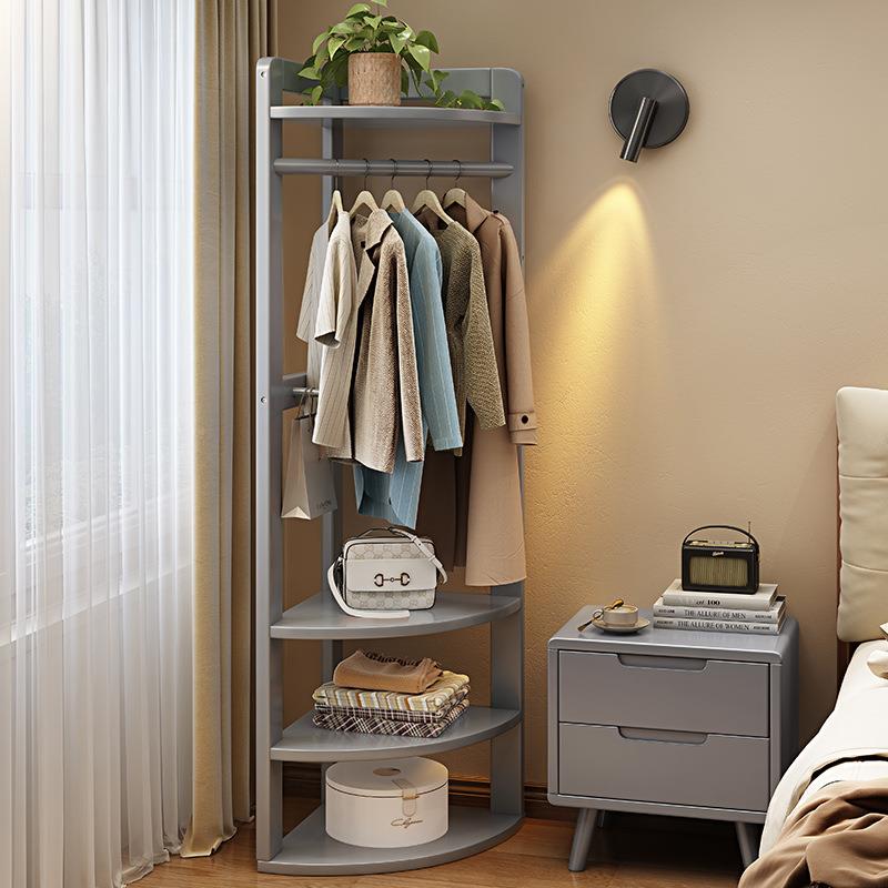 全BTC实木转角衣帽架省空卧室落地挂衣架简间置物架架墙角易挂衣