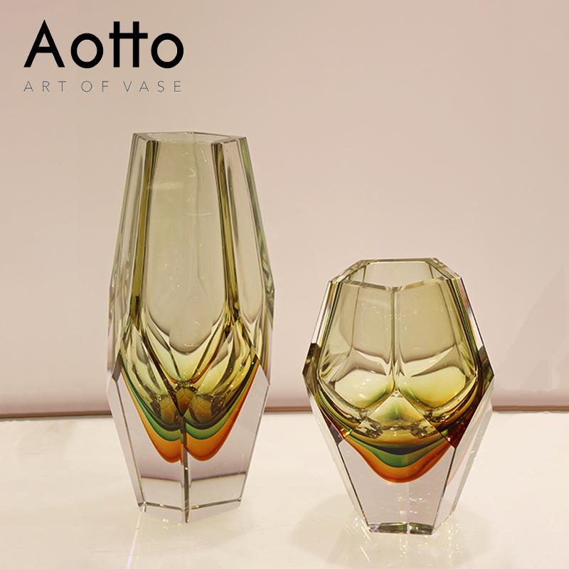 厚大号简约玻璃花客厅花水ODV3690-养插瓶几何透明花器家居加装饰