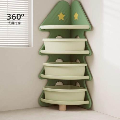 圣诞树玩具角收纳置储物架哈INS比树儿童收纳转书架儿童房多层柜