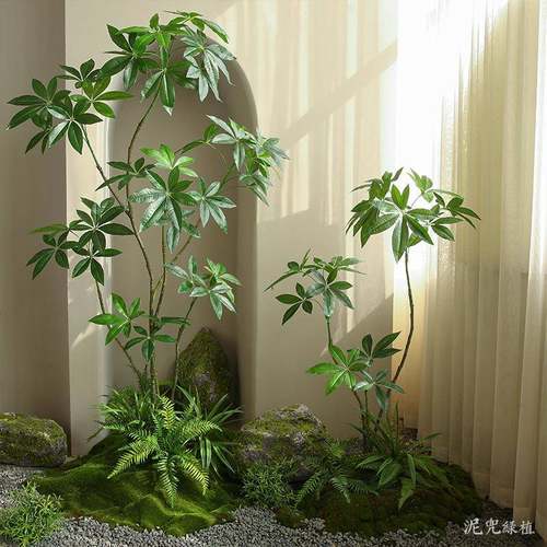 仿真厅植发财盆景轻奢室内装饰TBZ仿生植绿物造景客大型落地摆树