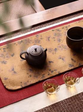 泡织了秋|纱20230317香云茶桌垫|新中式茶席布|茶具展|示席|干茶