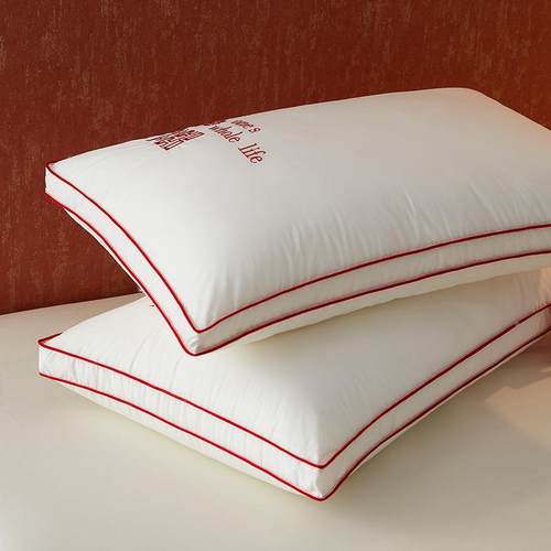 A类结枕头全棉婚刺绣婚一房喜庆陪嫁家用纯VFX棉庆枕芯对装48x7婚