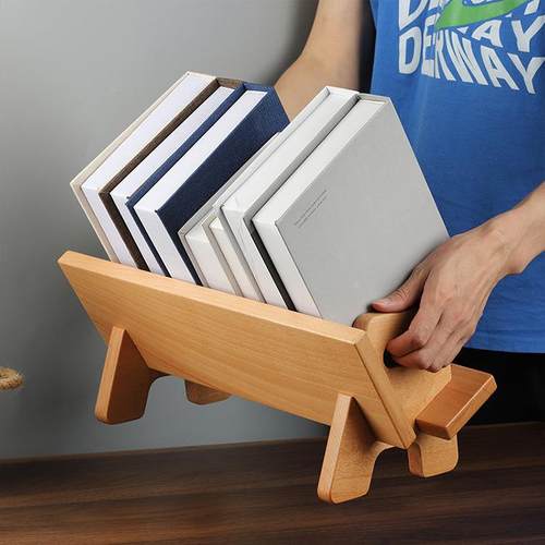 子木质桌面书架书靠挡板多功能学生成人孩子读书立书立书本TEM架