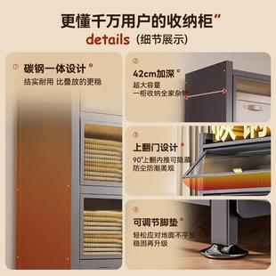 厨房置物架储物柜家用落地书柜衣柜靠墙一体橱柜 钢制收纳柜新款
