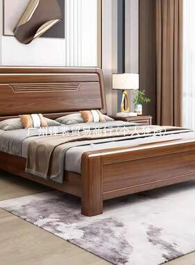 F胡S1桃木中式床8米PDD10121双人床1.5米单人床主卧婚床经.济型高