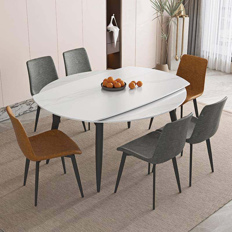 伸板餐桌简家用岩小户型现代约可变圆形YCM实缩木餐桌椅组合方圆