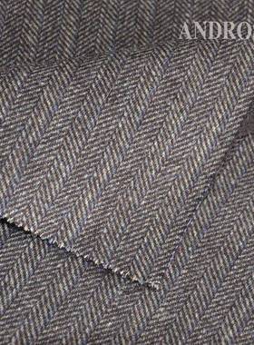 款促人FDI字鱼骨羊毛双面呢双面异色秋冬大衣纹呢料质销新感