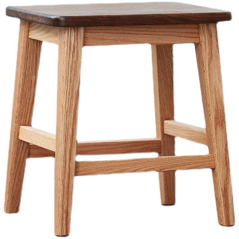 未来日记家具原木餐椅 黑胡桃小方凳 橡木文艺新中式餐桌椅组合