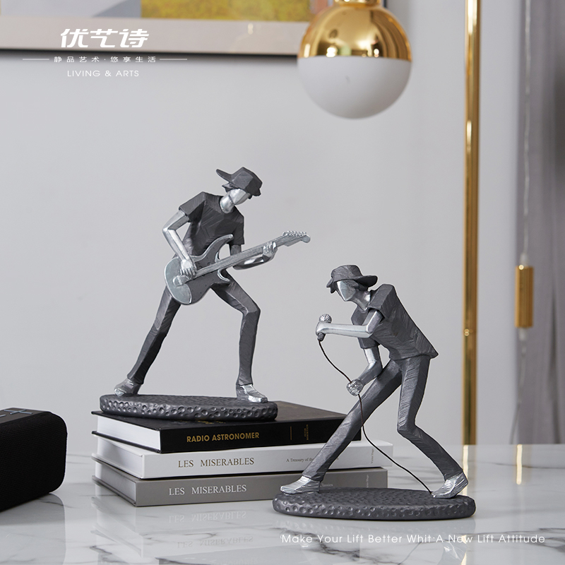 音乐摇滚乐队电吉他乐器家居装饰品摆件电视柜酒柜玄关架子鼓摆件