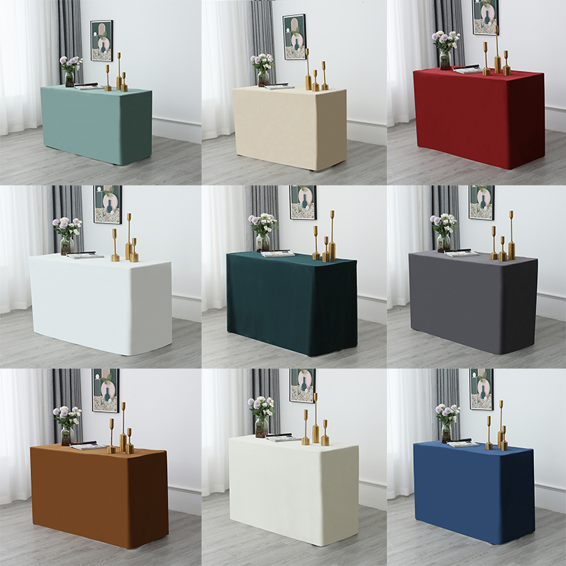 定制会议桌套纯色长方形展会桌罩宴会甜品台简约桌布布艺签到桌群