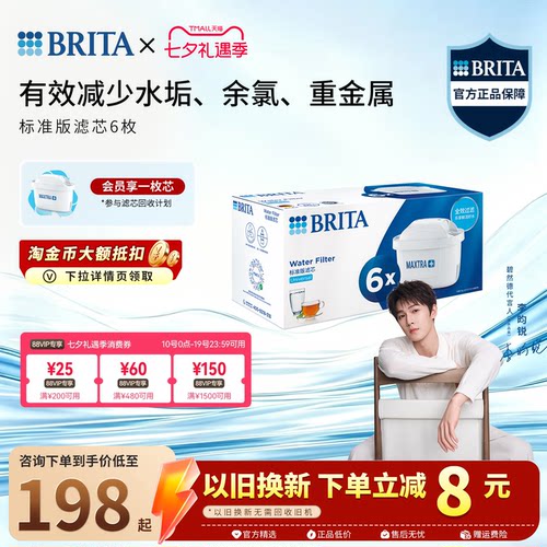 BRITA碧然德净水壶过滤芯配件过滤水壶家用净水器标准版滤芯6枚装