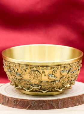 黄铜如意蝙蝠聚宝盆摆件工艺品摆件客厅装饰招沈万三同款聚宝盆