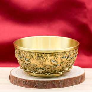 黄铜如意蝙蝠聚宝盆摆件工艺品摆件客厅装饰招沈万三同款聚宝盆