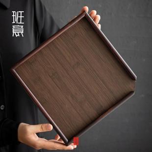 分茶盘茶道配件 班意普洱茶开茶盘茶仓茶饼架子工具竹制单层抽屉式