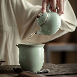 汝窑公道杯陶瓷茶海分茶器家用公杯功夫茶具纯手工
