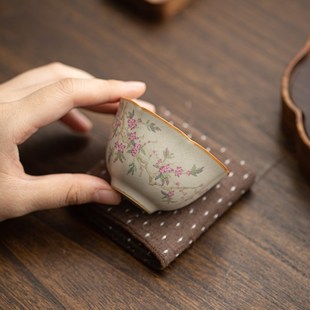 中式 小院遇见 汝窑品茗杯开片可养功夫茶具汝窑喝茶主人单杯客杯