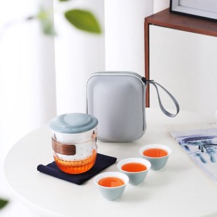 便携包一壶三杯防烫玻璃快客杯内胆过滤整套功夫茶具 旅行茶具套装