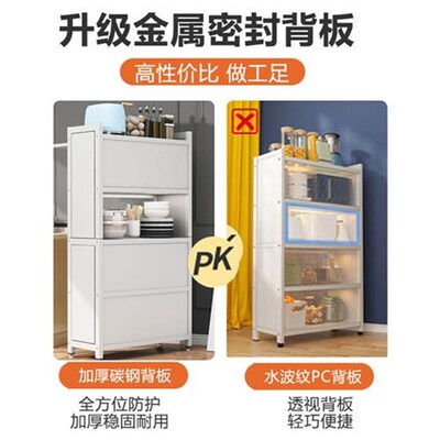 带门新款厨房置物架储物柜落地多层多功能碗柜锅具微波炉收纳架子