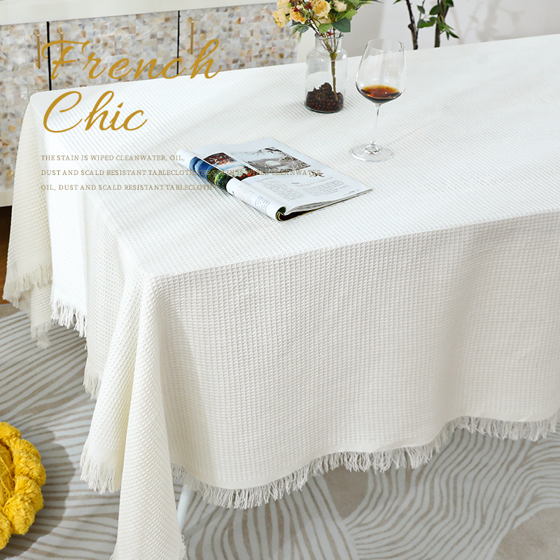 白色长方形桌布新款蕾丝长条桌垫床头柜电视柜台布高级感书桌垫布