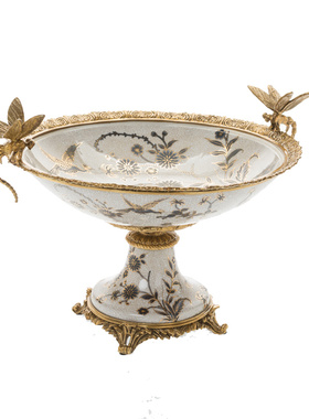 美式法式欧式陶瓷配铜摆设品客厅壁炉玄关果盘花瓶纸巾盒送礼摆件