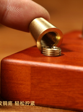 聚善缘胡桃木长方形底座铜脚高端实木中式铜摆件搭配托高个性定制