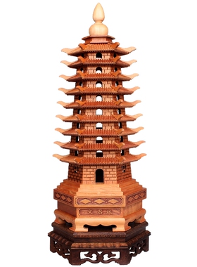 桃木文昌 木质9九层13十三层实木塔 文昌 摆件