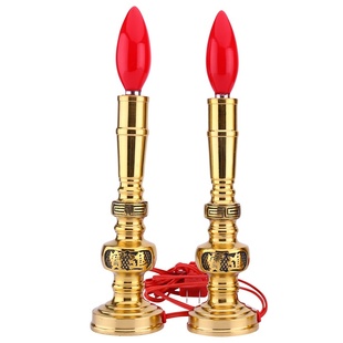 纯黄铜电烛加厚全铜安全电蜡烛家用可插电长明灯神台灯财神灯批发