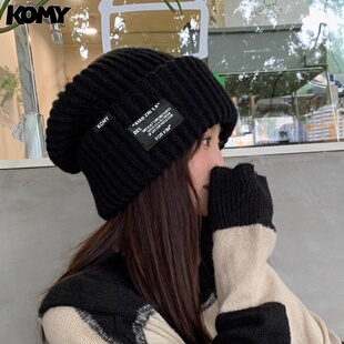 帽子男女款 加绒加厚保暖针织帽百搭棉帽毛线帽男女生线帽包头 冬季