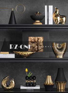 轻奢风电视壁龛餐边柜高级金组合现代别墅酒店卧客厅柜软装摆件