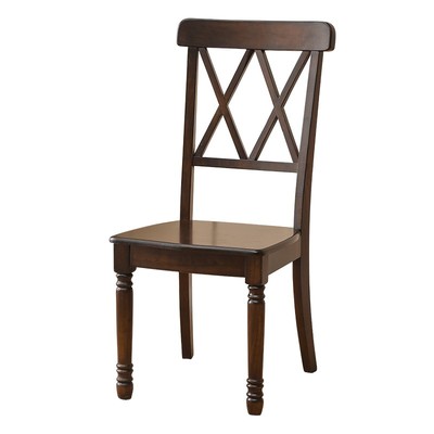 美式乡村桃花心木黑胡桃色双叉餐椅木鱼家具实木餐椅