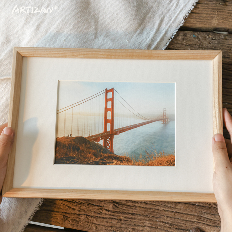 实木榫卯画框A3定制洗照片做成相框原木婚纱照打印A4字画装裱挂墙