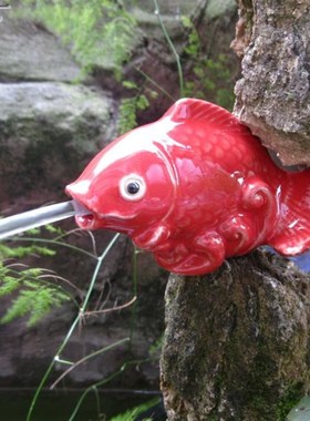 中式陶瓷流水喷水锦鲤鱼循环摆件家居庭院配件假山造景制氧装饰品