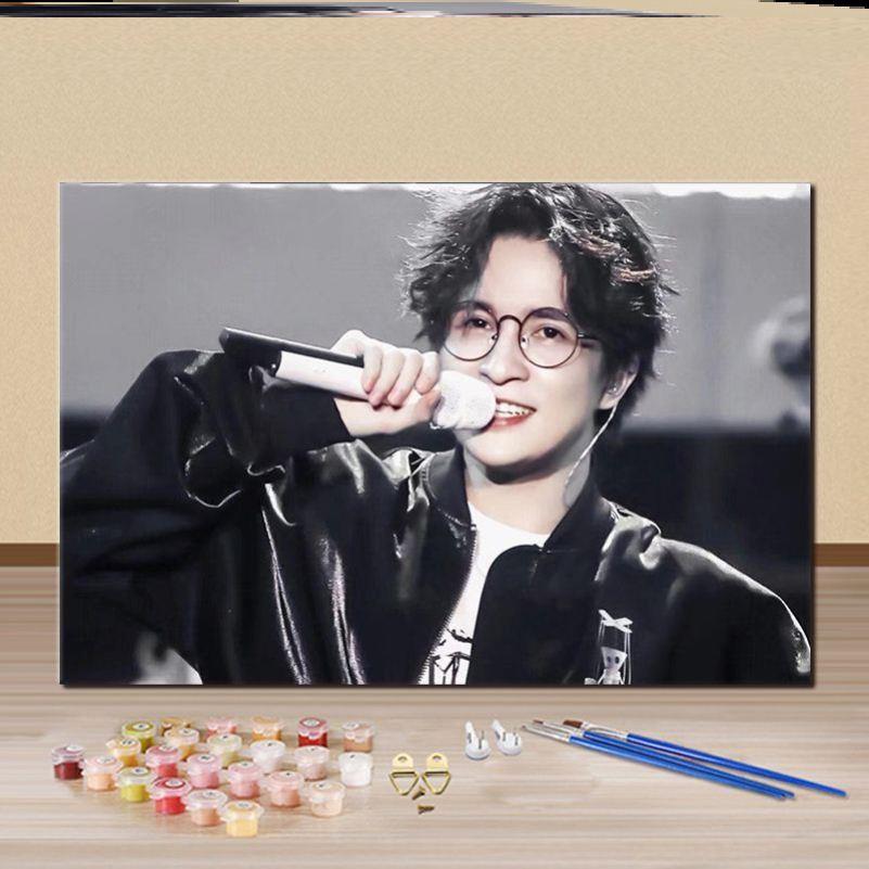 数字油画明星薛之谦diy手绘油彩画手工颜料填充丙烯房间装饰挂画图片