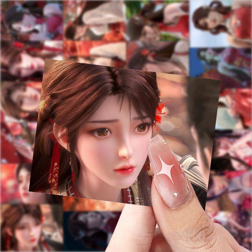 60张完美世界动漫贴纸高颜值火灵儿国漫女神绝美周边桌面手机贴画