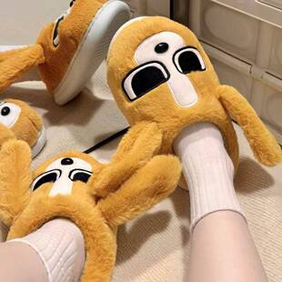 2025冬季新款暹罗厘普多栋棉拖鞋卡通高颜值外穿室内厚底保暖棉鞋