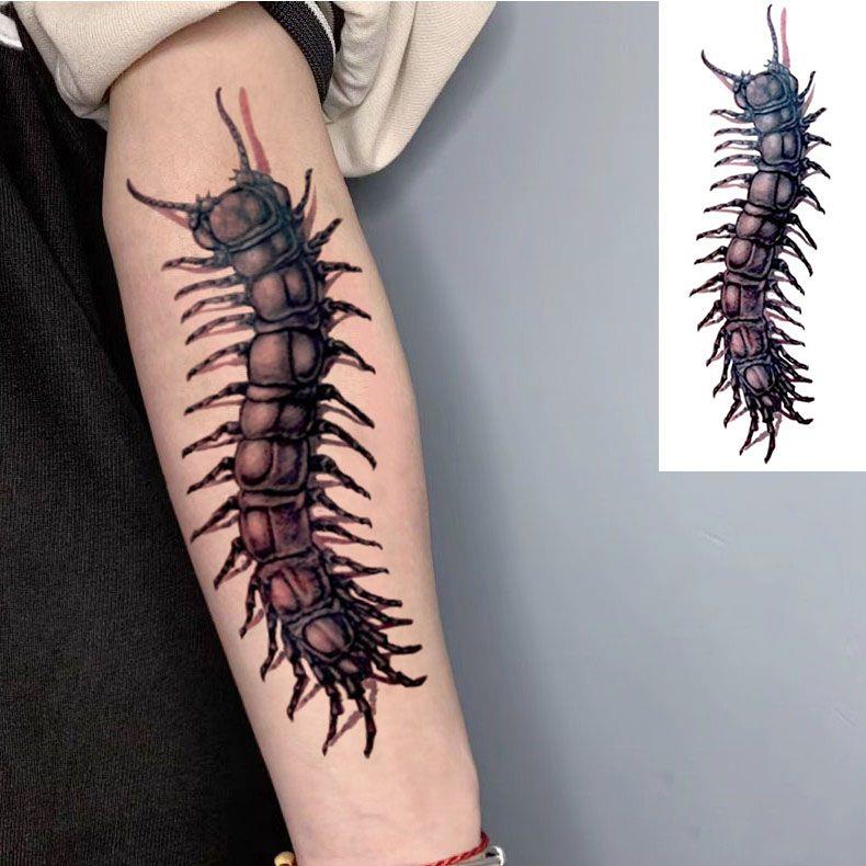花臂纹身贴男女半臂蜈蚣五毒之首蝎子龙3D防水持久仿真手臂手背腿