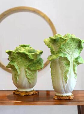 方雅陶瓷金玉满堂大白菜中国封罐精美手绘瓷瓶家居装饰礼品