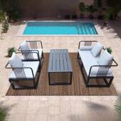 户外桌椅套装 镀锌钢不锈钢休闲沙发茶几组合庭院露天阳台防水防