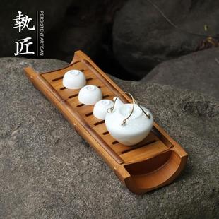 禅意 纯天然竹制茶盘壶承干泡台储水茶台茶承茶船家用现代简约日式