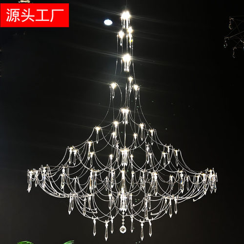 跨境复式楼梯公寓水晶吊灯大厅中空家具展厅光立方样板间家用灯具