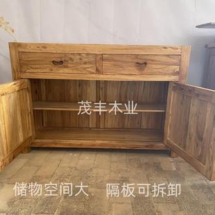老榆木柜子定制 餐边柜实木全实木储物柜置物架玄关柜家用简约中式