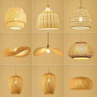 东南亚风格 民宿田园灯包间茶楼竹艺灯具 竹编吊灯茶室禅意灯新中式