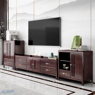 新中式实木电视柜小户型茶几电视柜旁小边柜组合客厅家用收纳柜