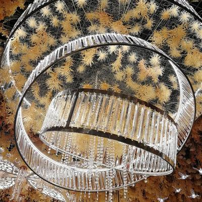 新款婚庆道具水晶吊顶圆环摆件舞台背景吊顶装饰圆环婚礼堂铁艺