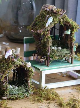 森系鸟屋鸟房鸟巢鸟蛋装饰摆件幼儿园庭院花园微景观造景橱窗挂饰