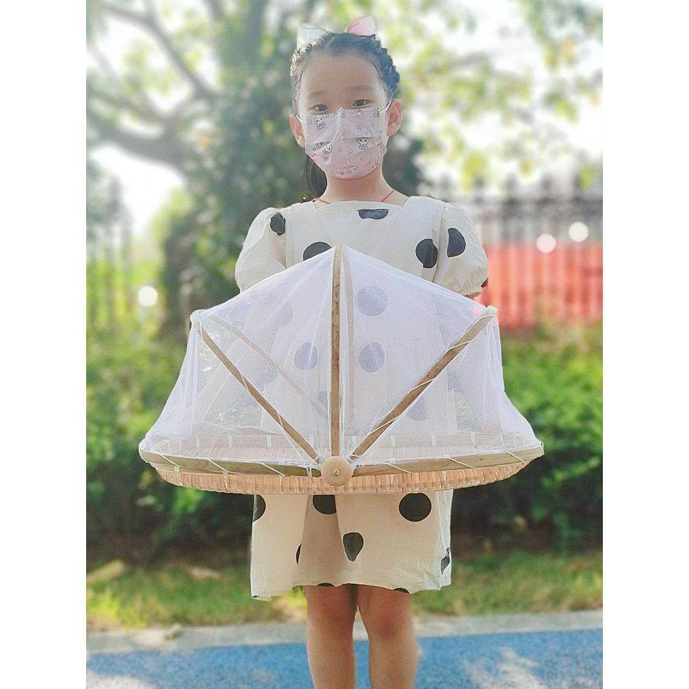 防苍蝇蚊虫筐带蚊帐网罩竹篮加帘晾晒家用盖菜农家竹制圆簸箕竹编,特色手工艺,竹编/竹雕,淘宝优惠券,粉丝福利购,淘宝优惠卷