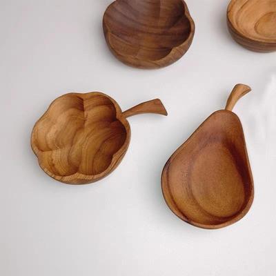 集公度复古中式手作柚木调味碟醋酱汁木质小碟子点心火锅蘸料餐具